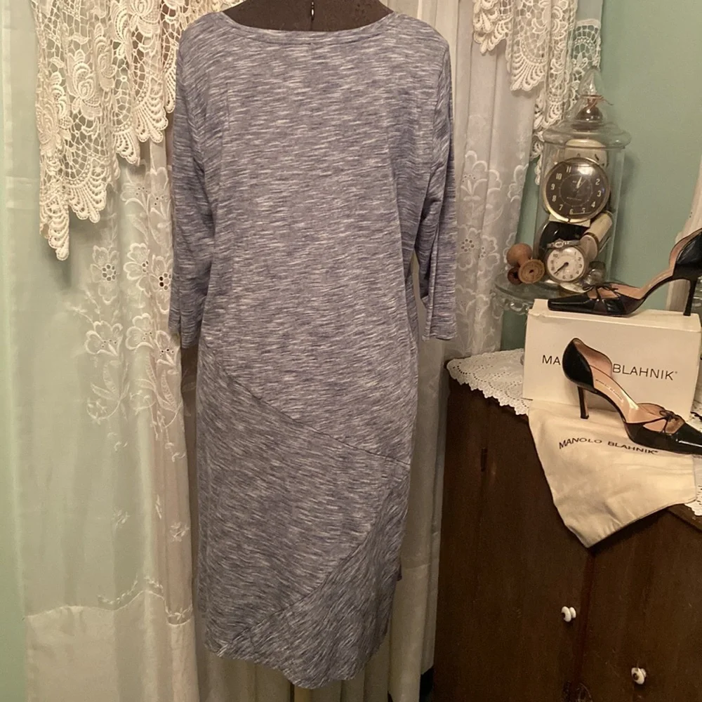 Pure Jill Cotton Knit Navy White Dress Sz L